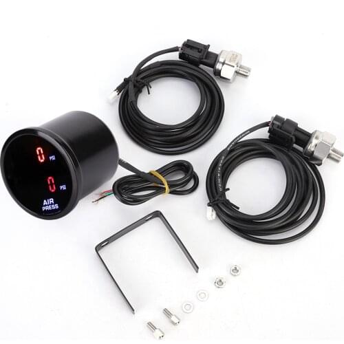 Metal Car PSI Pressure Gauge AUTO Air Pressure LED Dual Digital Display Air Ride Gauge Sensor Kit 0.3A 52mm