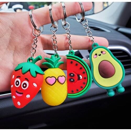 Girl Heart Simulation 3D Avocado Keychain Bag Coin Purse PVC Soft Toy Pendant