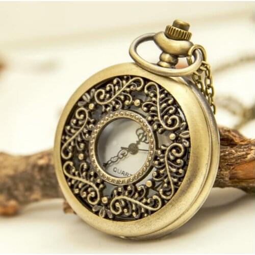 Vintage Bird of paradise Hollow out pattern clock men and woman gift steampunk Necklace pocket watches