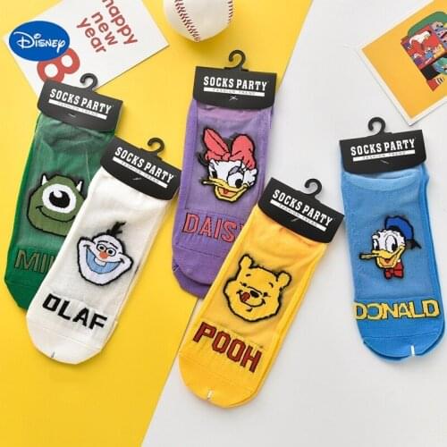 Disney Mickey Donald Duck Cute Socks Womens Socks Spring and Summer Shallow Mouth Glass Silk Boat Socks Thin Cotton Socks Tide