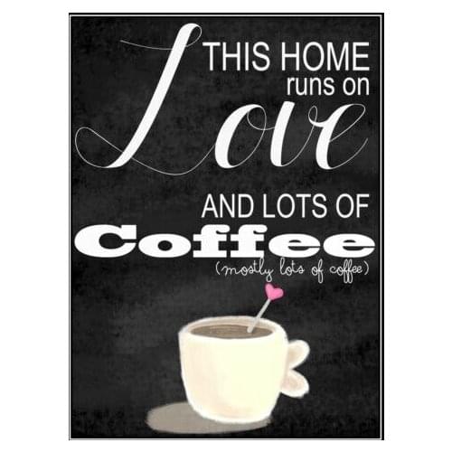 This Home Runs On Coffee Vintage Retro Style Metal Sign Plaque Novelty Gift