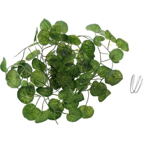 Artificial Vine Reptile Terrarium Box Habitat Decoration Lizard Green Fake Plants Leaves