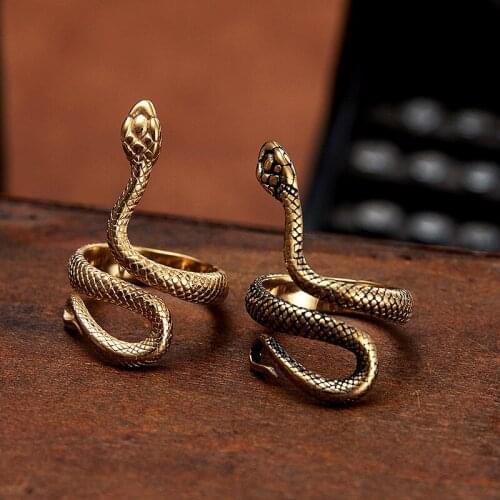 Classic Snake Rings For Women Men Gold Color Stainless Steel Punk Biker Ring Fashion Animal Jewelry Adjustable Open Finger Ring
