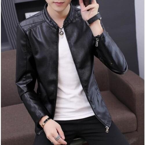 Korean mens leather jacket slim motorcycle coat men jackets street fashion casual clothes Plus velvet warm jaqueta de couro