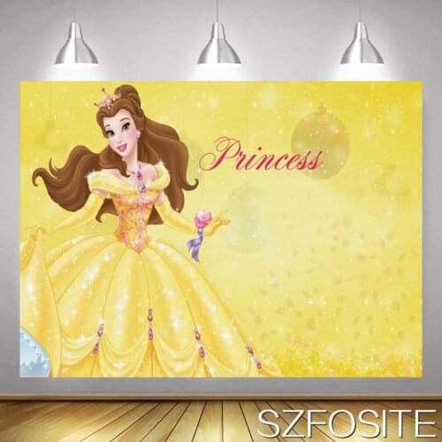 Beautiful Yellow Dress Princess Picture Party Backdrop Girl Birthday Table Decoration Photography Photo Kids Custom Background