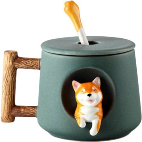Mug Coffee Mugs Creative Color Milk With Lovely Dog Spoon Individuality For Household Office Home Restaurant Gifts Water Cup