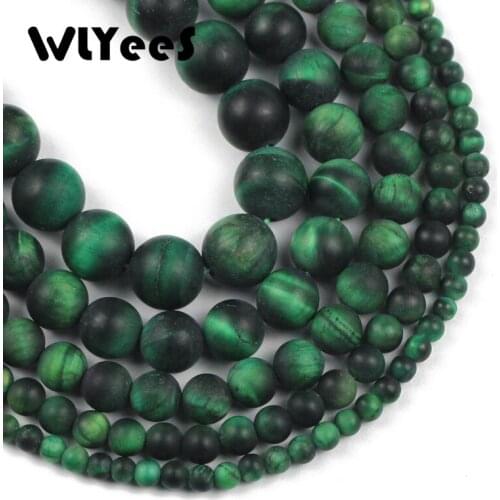 WLYee Dull Polish Matte Green Tiger Eye Frost Natural Stone beads 4/6/8/10/12MM Round Loose bead Jewelry bracelets making DIY