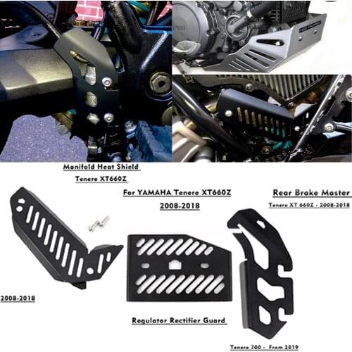 Motorcycle Accessories Rectifier Guard and Rear Brake Master Cylinder Guard For YAMAHA Tenere XT 660Z XT660 Z 2008-2018