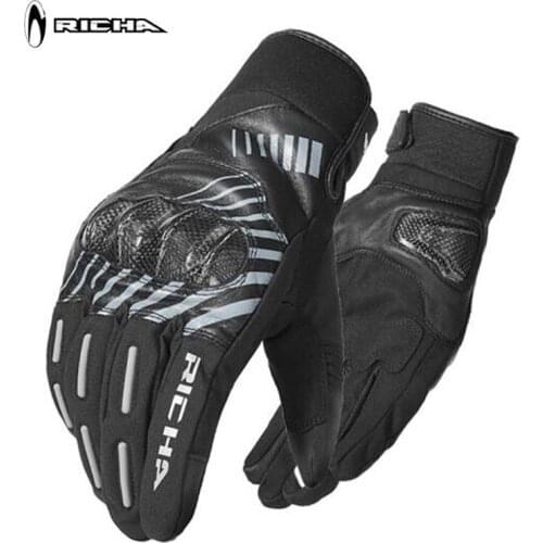 RICHA carbon fiber motocross motorcycle gloves winter warm rider Leather motorcycle riding glove HIPORA waterproof Touch screen