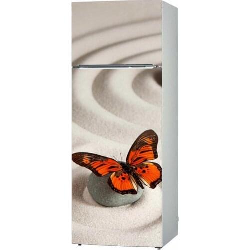 Fridge Sticker Butterfly On Sand Stone Refrigerator Dishwasher Door Wrap Kitchen Wallpaper Accessories Modern 3d Wall Stickers