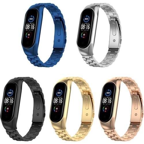 Strap For Xiaomi Mi Band 5 Stainless Metal Opaska Correa Miband 5 Wristbands Bracelet Global Version NFC
