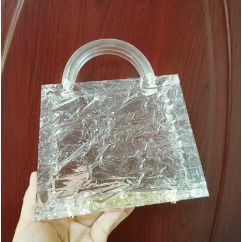 2020 new women bag Ice crack Box Minaudiere Acrylic Fashion Solid Hasp handbag MINI bag luxury Euro-America style