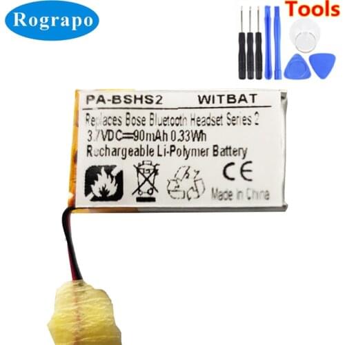 New Battery For Bose Bluetooth Headset Series 1,Series 2,BT1R,BT2L,BT2R Accumulator 3.7V 90mAh Replacement 2-wire +tools