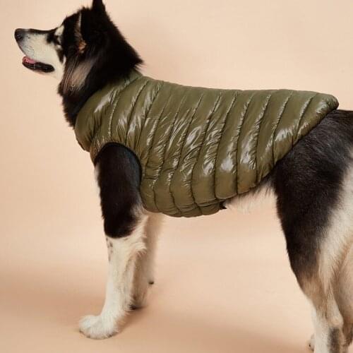 Dog Parkas Reversible Garment Solid Color Costume Winter Warm Jacket Vest Labrador Husky Coat Clothes For Medium Large Dogs