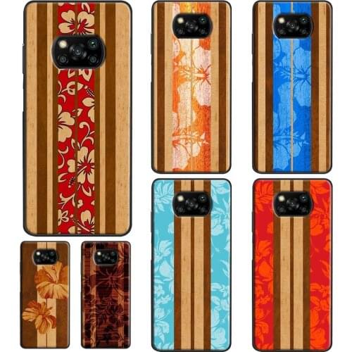 Beach Hawaiian Faux Koa Wood For POCO F3 F1 F2 M3 X3 Pro Phone Case For Xiaomi Mi 11 Lite Ultra 10T Pro Mi Note 10 Lite