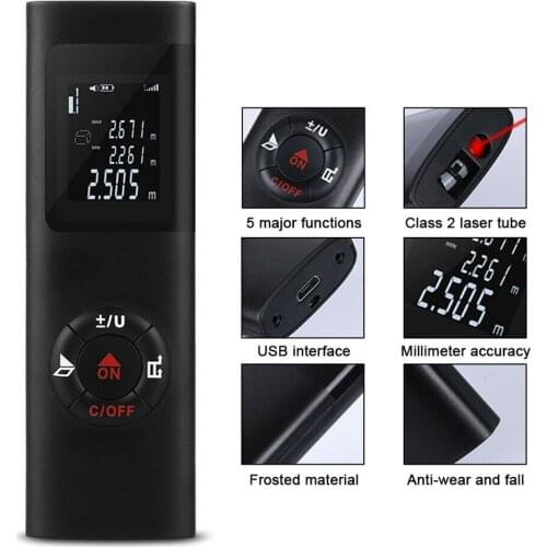 Mini Handheld 40M Smart Digital Distance Meter Multifunctional Range Rangefinder Portable USB Charging Distance Measuring Meter