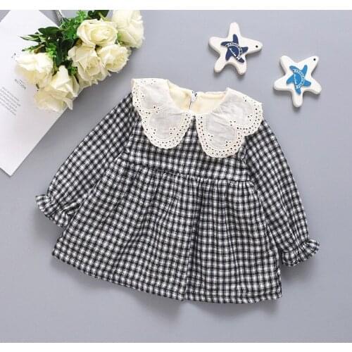 NEW Newborn Infant Baby Girls Dress Plaid Lace Casual Cotton Kids Long Sleeve Dress Winter Outfits Set Clothes for 0-24 Month
