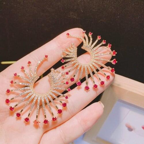 HIBRIDE 2019 luxury Fireworks Design Shiny AAA Zircon Earrings High Quality Unique Stud Earrings for Women Brincos E-628