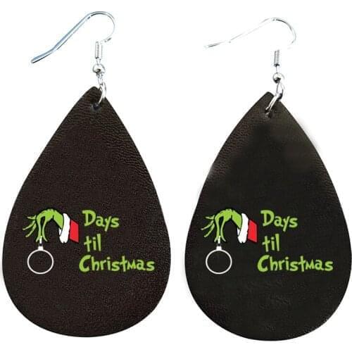 Grinch Stole Christmas Bundle Earrings Glitter Faux Leather Thanksgiving Day Teardrop Leaf Stock