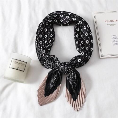 Crinkle Scarf Lady Hair Band Silk Square Bag Scarves Fashion Women Bandana Shawl and Wraps Neckerchief Large Hijab Foulard 2021