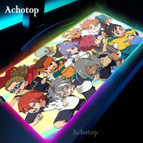 Inazuma Eleven RGB Luminous Gaming MousePad Colorful Large Kawaii Anime Mouse Pad Extended Illuminated Keyboard Blanket Desk Mat