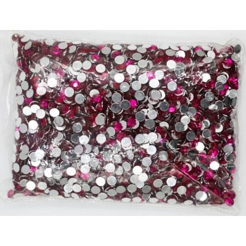 Dark Rose Color 1.5~12mm Flat Back Round Acrylic Beads / Stones ,Acrylic Resin 3D Nail Art / Garment Decoration