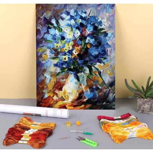 Blue Dream Printed Fabric 11CT Cross-Stitch Kit Embroidery DMC Threads Handiwork Handmade Needlework Sewing Different Gift