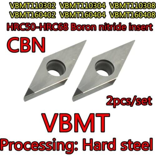 VBMT110302 VBMT110304 VBMT110308 VBMT160402 VBMT160404 VBMT160408 CBN HRC50-HRC68 Boron nitride insert Processing: Hard steel