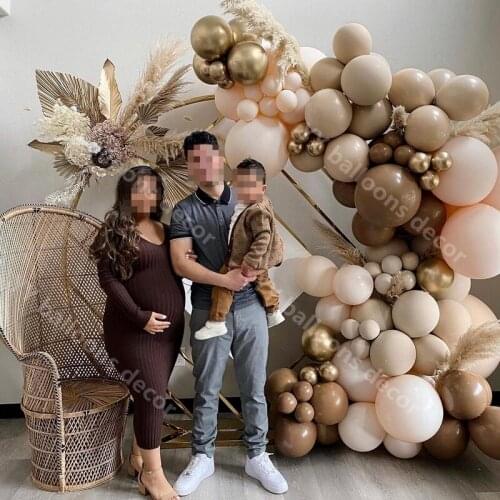 Mama To Be Later Balloon 5-18inch 136pcs Balloons Garland Brown Baby Shower Happy Birthday Double Apricot New Year Decoration