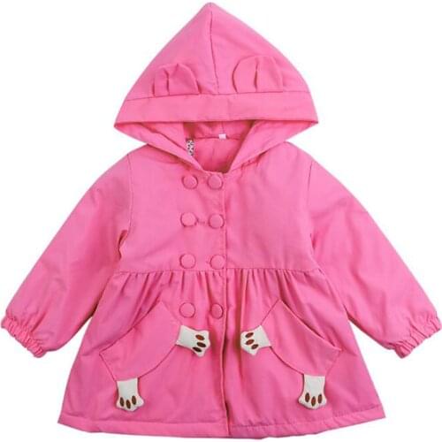 High Quality Children Outwear Girls Coats And Jackets Hooded Cotton Solid Color Back To School Kids Boutique Clothing