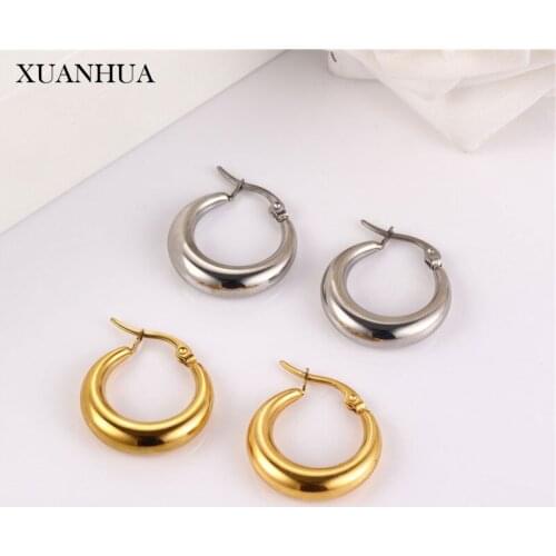 XUANHUA Stainless Steel Jewelry Woman Accessories Charms Korean Small Hoop Earrings For Women Fashion Jewelry Free Shipping
