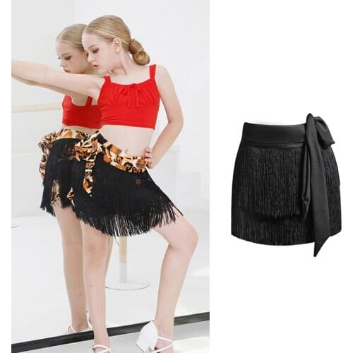 Girls Latin Danc Skirts Bandage Tassel Skirts Practice Clothes Children Latin Dance Competition Clothes Latin Clothes DQS7153