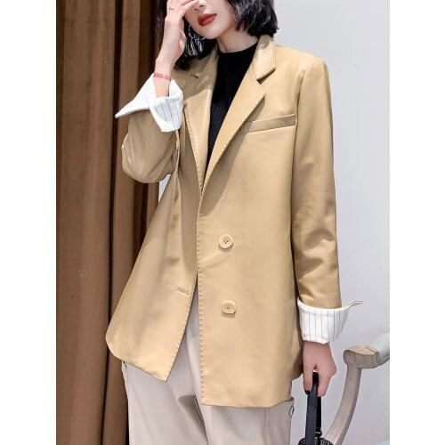 2021 Real Woman Jacket Slim Elegant Genuine Leather Jackets Korean Style Sheepskin Coats Ladies Chaqueta Cuero Mujer WPY2823