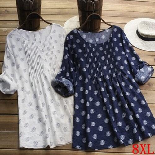Large size womens shirt plus size 5XL 6XL 7XL 8XL summer female pleated point casual loose round neck long sleeve print top