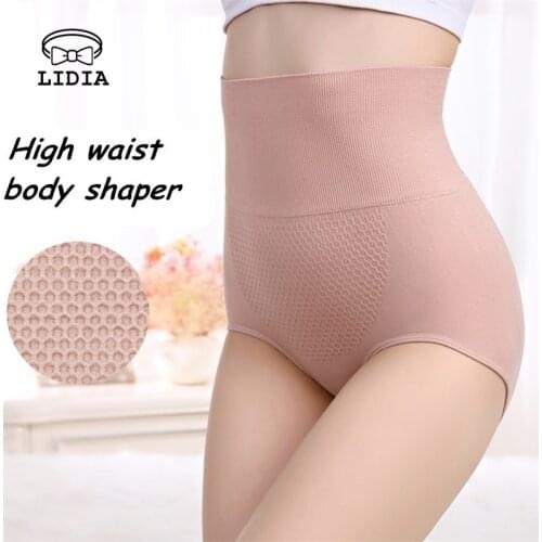Women Solid Color High Waist Seamless Honeycomb Warm Waist Trainer Hip Pants Underwear Belly Control Underwear Body Shapers