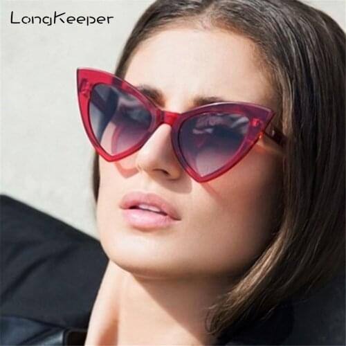 LongKeeper 2020 Oversized Cat Eye Sunglasses Women Brand Designer Black Triangle Sun Glasses Shades for Ladies Eyewear UV400