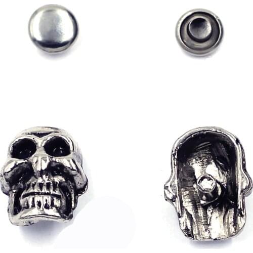 10 Sets Antique Silver Tone Skeleton Skull Punk Spike Studs Spots Garment Rivets Belt Bag Shoes Clothes Crafts Hardware 15x11mm