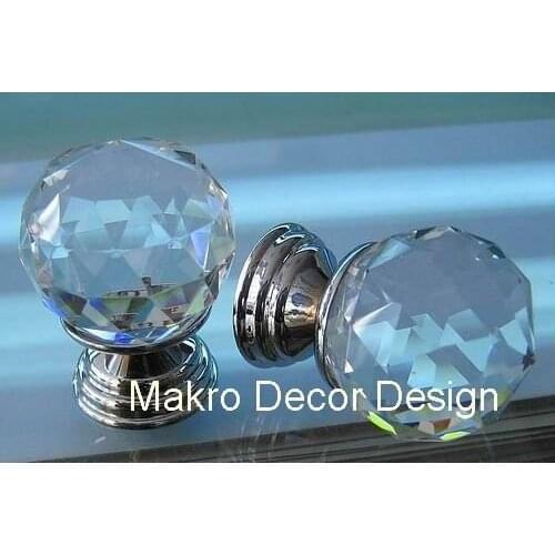 10pcs lot 30mm Clear crystal knobs one brass base,furniture knobs,drawer knobs