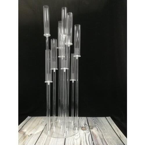 14PCS 10 arms clear candelabra acrylic candle holder candlesticks for wedding decoration table centerpiece event party decor