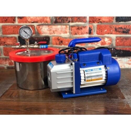 2,64 Gal (12L) Chamber 1.5L/s Rotary Single Stage Mini Vacuum Pump. Stainless Steel Vacuum Chamber silicone degassing epoxy