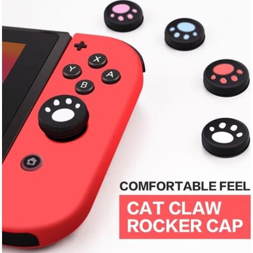 4pcs Thumb Grips Caps for Switch NS Cute Cat Paw Soft Silicone Cover for Joy-Con Controller Sticks Cap Skin