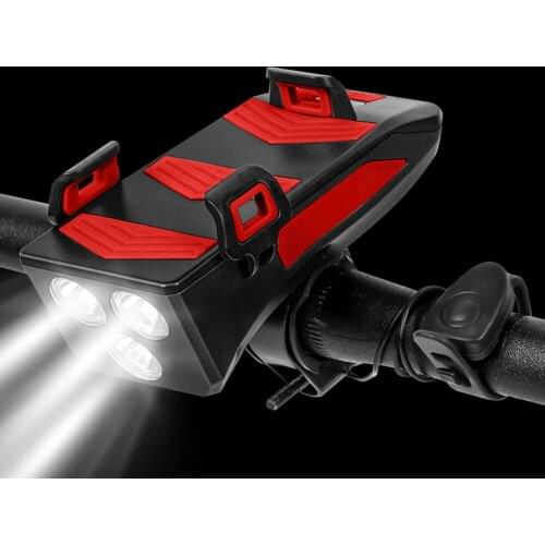 4 in 1 Bicycle Phone Charger Holder Speaker Headlight Alarm Cycling Lights Power Bank Bicycle Front Light Phone stand Holder