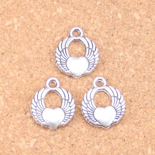 58pcs Charms angel wings 15x12mm Antique Pendants,Vintage Tibetan Silver Jewelry,DIY for bracelet necklace