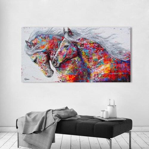 AHPAINTING Wall Art Canvas Painting The Horses For Living Room Animal Pictures Home Decor No Frame