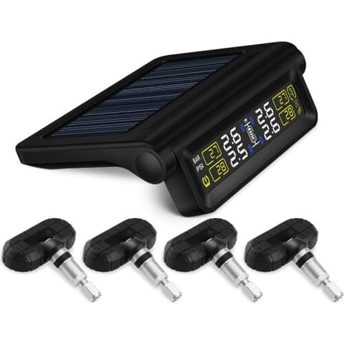 T680-NF+ Car TPMS Tire Pressure Monitoring System Solar Charging HD LCD Display Auto Alarm System Wireless With 4 Sensor