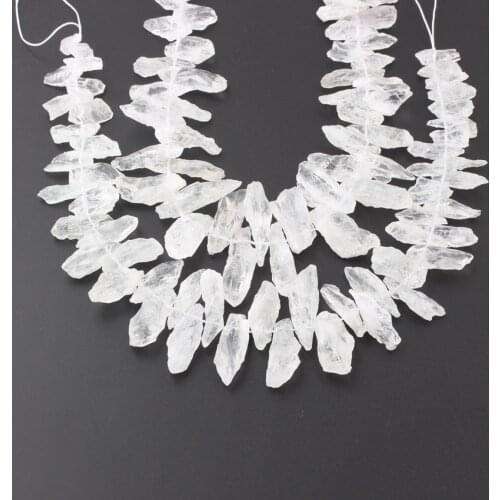 Natural White Quartz Stone Freeform Point Loose Beads Bracelet Findings,Top Drilled Crystal Tusk Point Beads DIY Jewelry Making