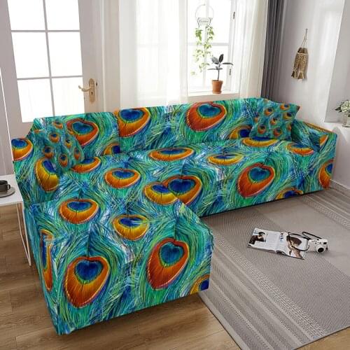 Beautiful Feather Elastic Combination Sofa Cover For Living Room Stretch All-cover L Shape Couch Covers 1/2/3/4 Seater