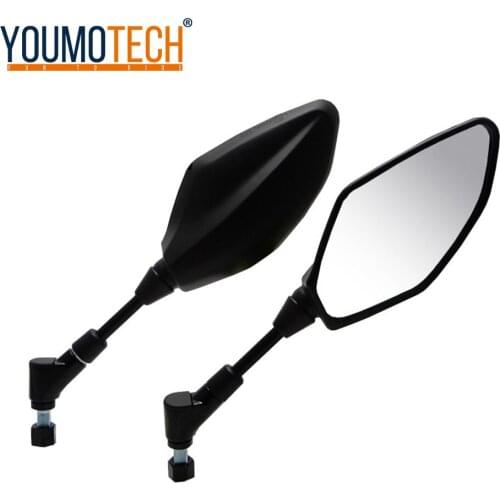 Black Motorcycle Handlebar Rear View Mirrors Aluminum Side Rearview Mirror 10mm for Yamaha MT-25 MT-03 MT-09 MT-07 FZ-09 2017
