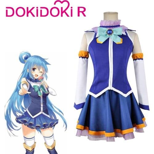 DokiDoki-R Anime Gods Blessing on this Wonderful World Cosplay Aqua Konosuba Costume Women Aqua Costume Aqua Konosuba Cosplay