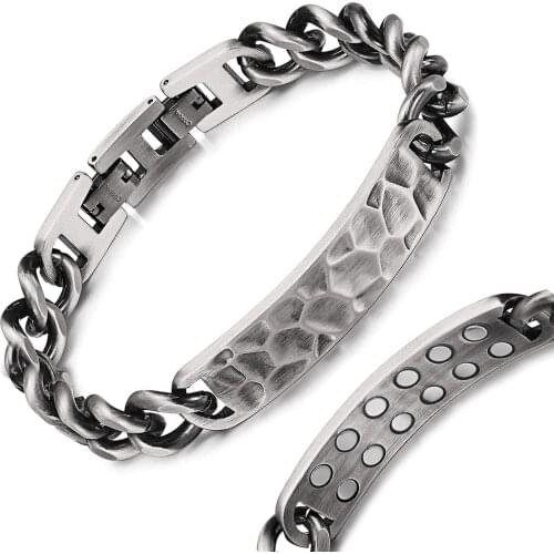 Mens Women Double Row 99.9% Pure Copper Chain Bracelet ID Bracelet Magnetic Therapy Bracelet Pain Relief,Healing for Arthritis